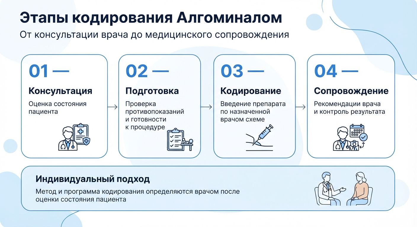 Кодирование препаратом «Алгоминал» в Рузе инфографика